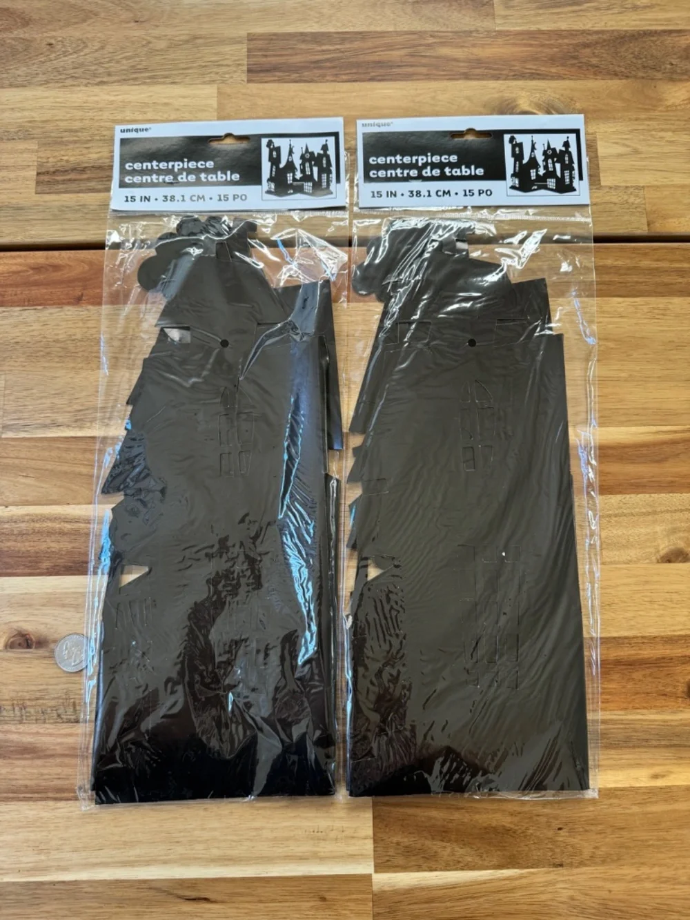 2 quantity paper cut-out Halloween haunted house tabletop decor - black 15